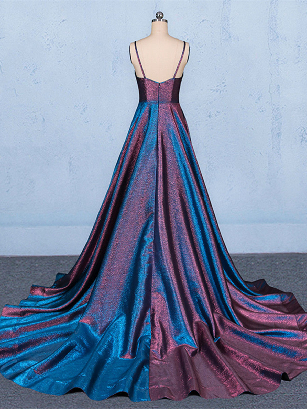 A-line V-neckline Straps Floor Length Wedding Party Dress, Simple Long Formal Dress Evening Dress