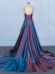 A-line V-neckline Straps Floor Length Wedding Party Dress, Simple Long Formal Dress Evening Dress