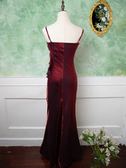 Lovely Wine Red Wine Red Straps Long Prom Dress, Wine Red Evening Dress Formal Dress