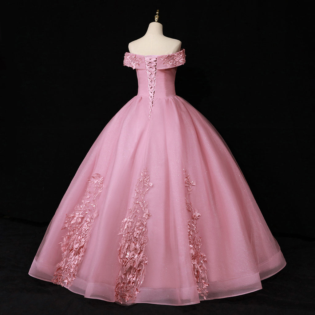 Classy Off The Shoulder Ball Gown With Flowers ,Sweet 16 Dress Y1223
