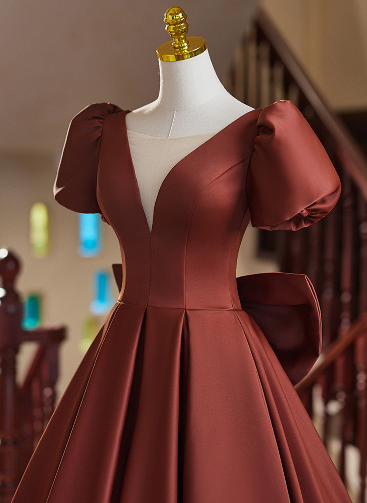 A-line Satin Short Sleeves Long Prom Dress, Satin Simple Evening Dress A-line Satin Short Sleeves Long Prom Dress, Satin Simple Evening Dress