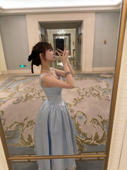 Lovely Satin Straps Scoop Tea Length Party Dress, Satin Homecoming Dress with Bow