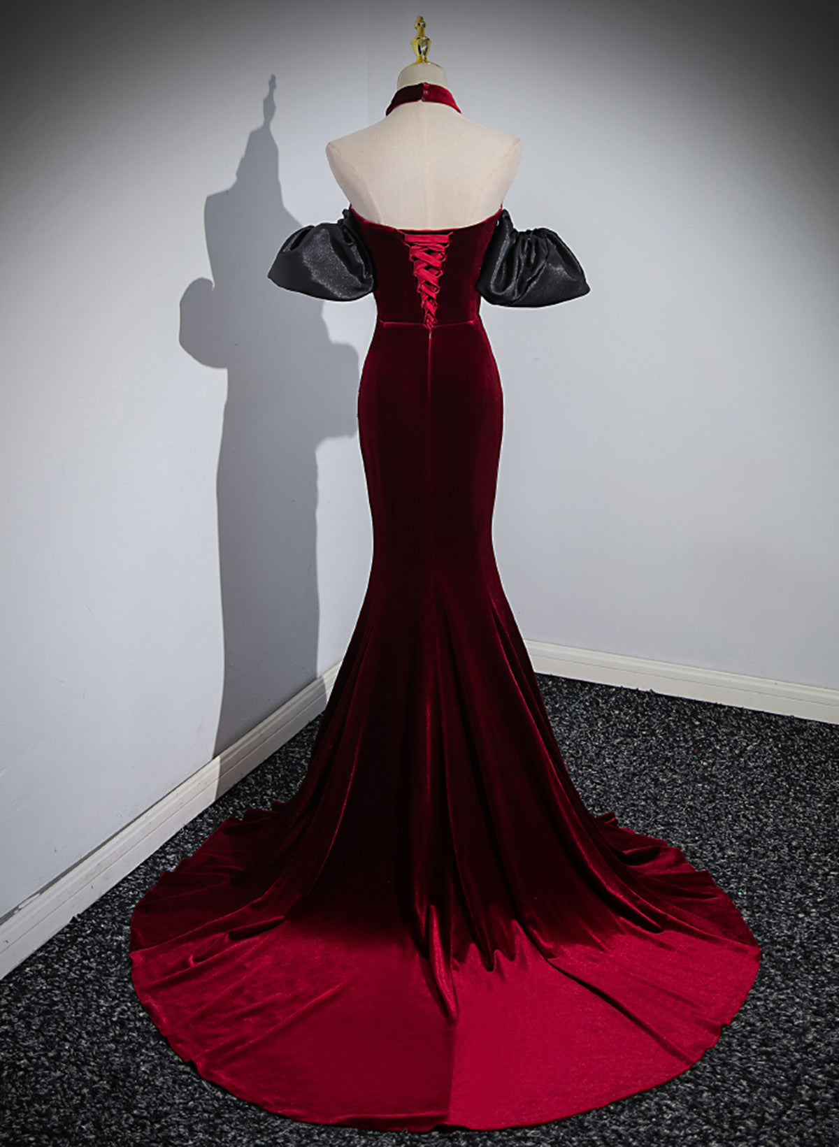 Wine Red Mermaid Velvet Off Shoulder Party Dress, Wine Red Long Evenin Cutedressy Wine Red Mermaid Velvet Off Shoulder Party Dress, Wine Red Long Evenin Cutedressy