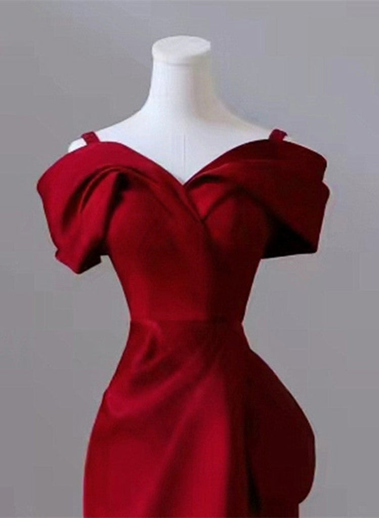 Wine Red Mermaid Velvet Straps Long Party Dress main image 1