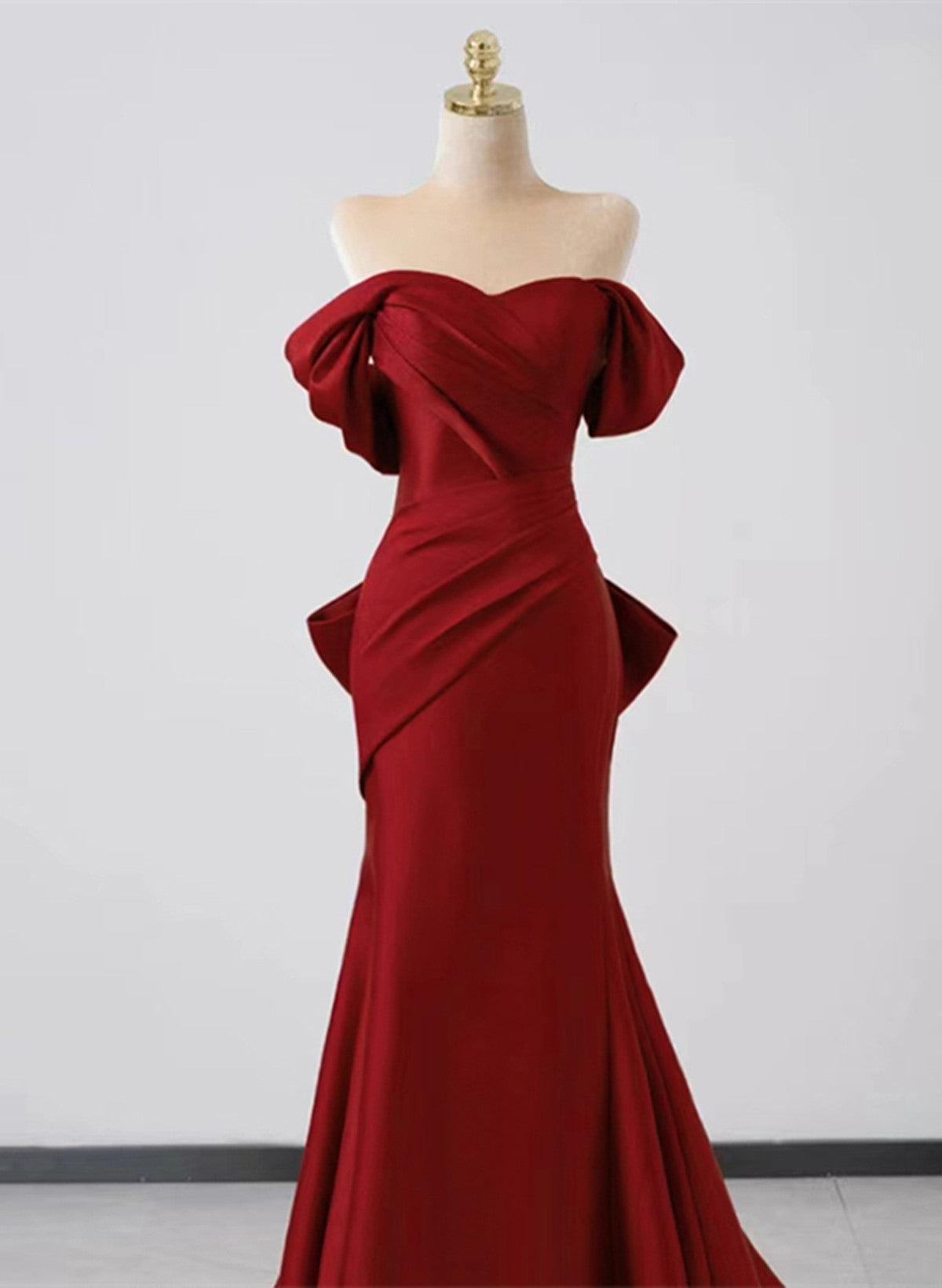 red cocktail party dress Wine Red Off Shoulder Mermaid Long Party Dress, Wine Red Evening Dress – Cutedressy