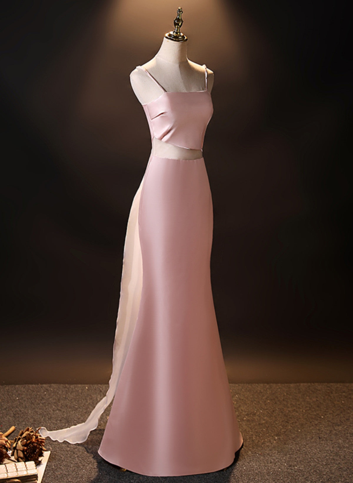 Pink Simple Mermaid Straps Long Evening Dress, Pink Formal Dress Prom Dress