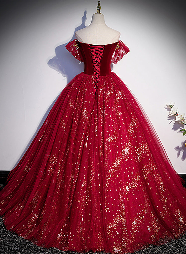 Chic Wine Red Lace and Tulle Sweetheart Party Dress main image 0