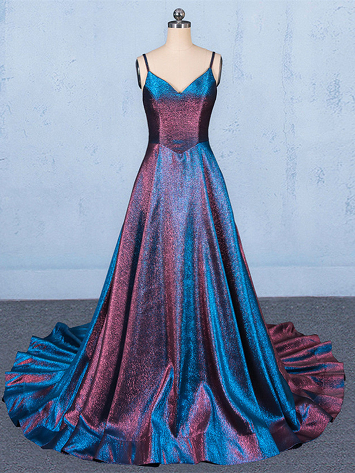 A-line V-neckline Straps Floor Length Wedding Party Dress, Simple Long Formal Dress Evening Dress