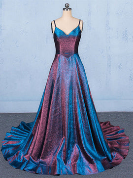 A-line V-neckline Straps Floor Length Wedding Party Dress, Simple Long Formal Dress Evening Dress