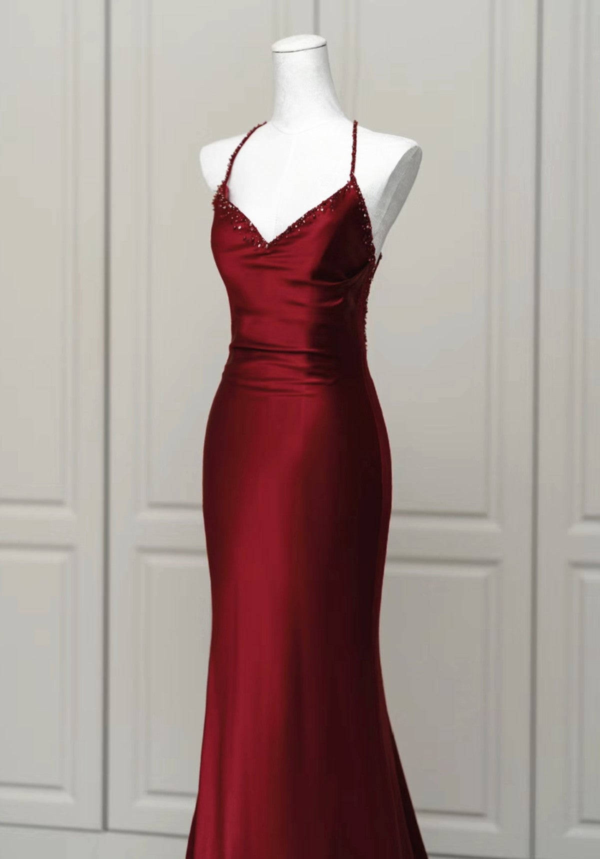 Wine Red Mermaid Backless Long Evening Dress, Wine Red Long Prom Dress Cutedressy Wine Red Mermaid Backless Long Evening Dress, Wine Red Long Prom Dress Cutedressy