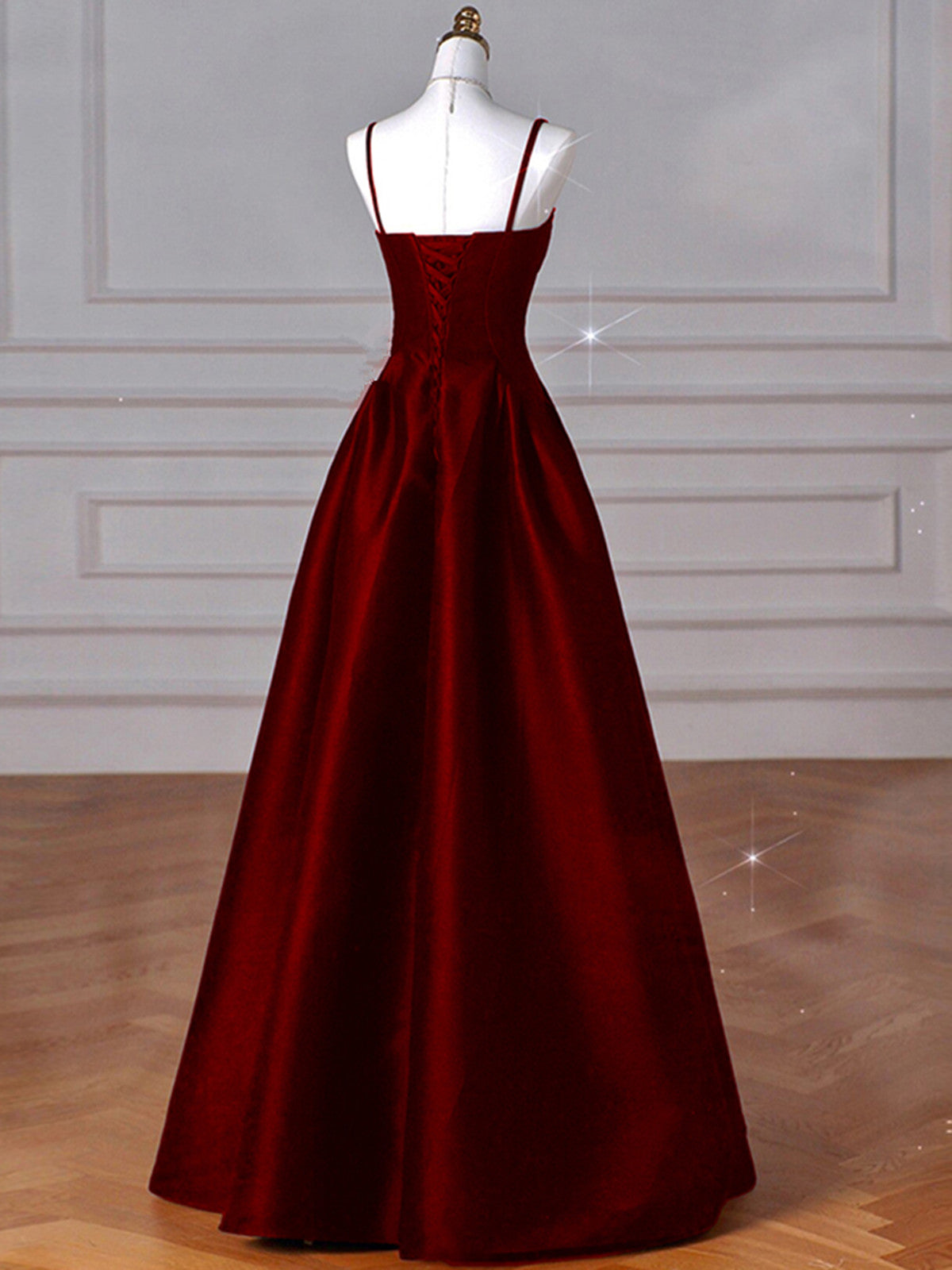 Wine Red A-Line Straps Satin Long Party Dress, Wine Red Long Prom Dres Cutedressy Wine Red A-Line Straps Satin Long Party Dress, Wine Red Long Prom Dres Cutedressy
