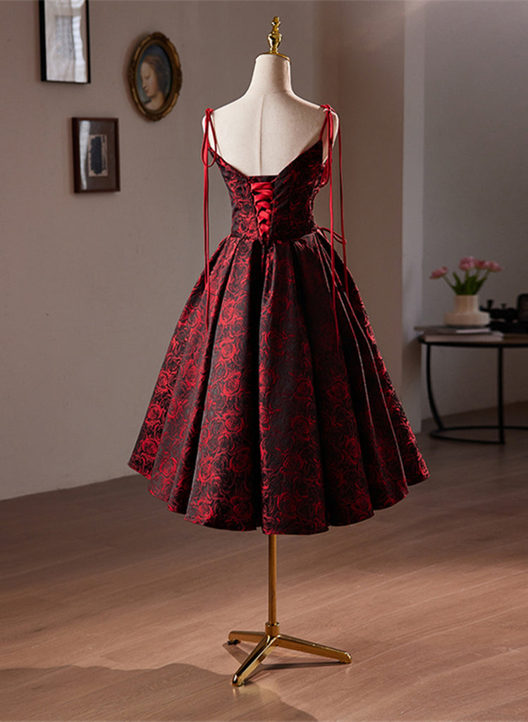 12843 Wine Red Tie Waist Dress main image 0
