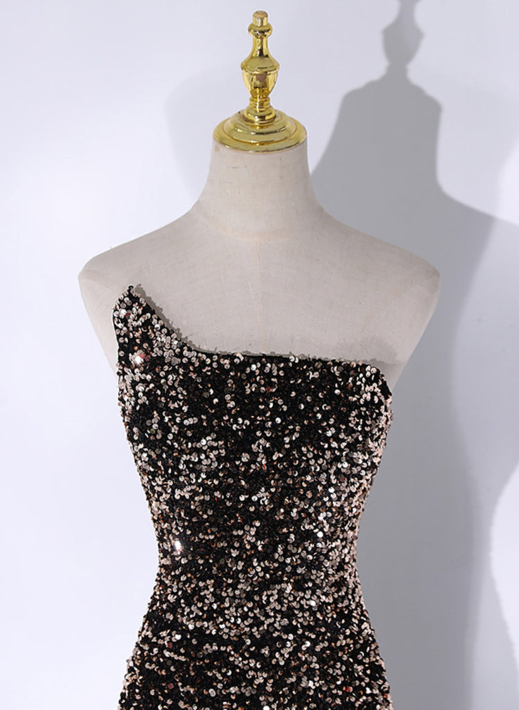 Mermaid Sequin Evening Dress Black Girl Long Prom Party Dress Graduation Dress main image 1