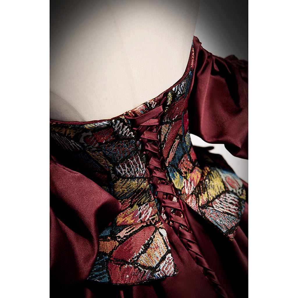 Black and Wine Red Satin Off Shoulder Evening Dress, A-line Long Evening Prom Dress main image 1