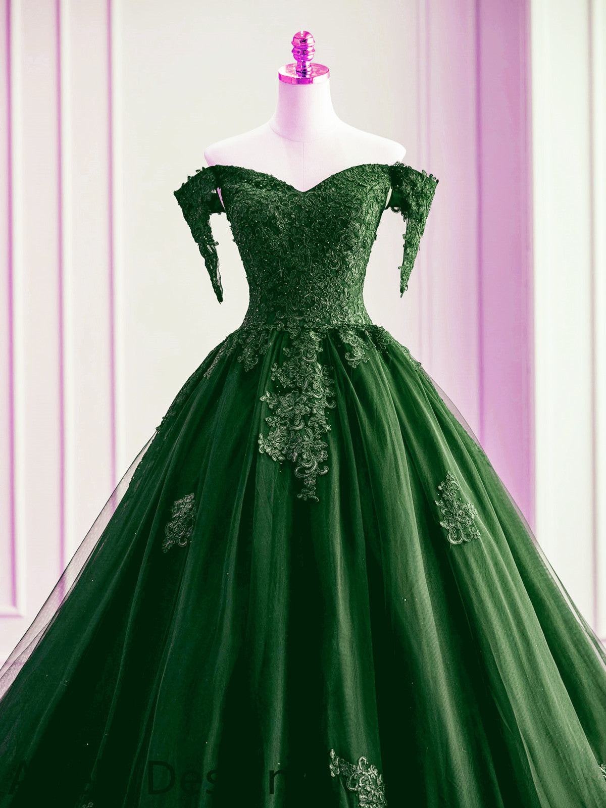 Dark Green Off Shoulder Tulle with Lace Sweet 16 Dress, Dark Green For Cutedressy Dark Green Off Shoulder Tulle with Lace Sweet 16 Dress, Dark Green For Cutedressy