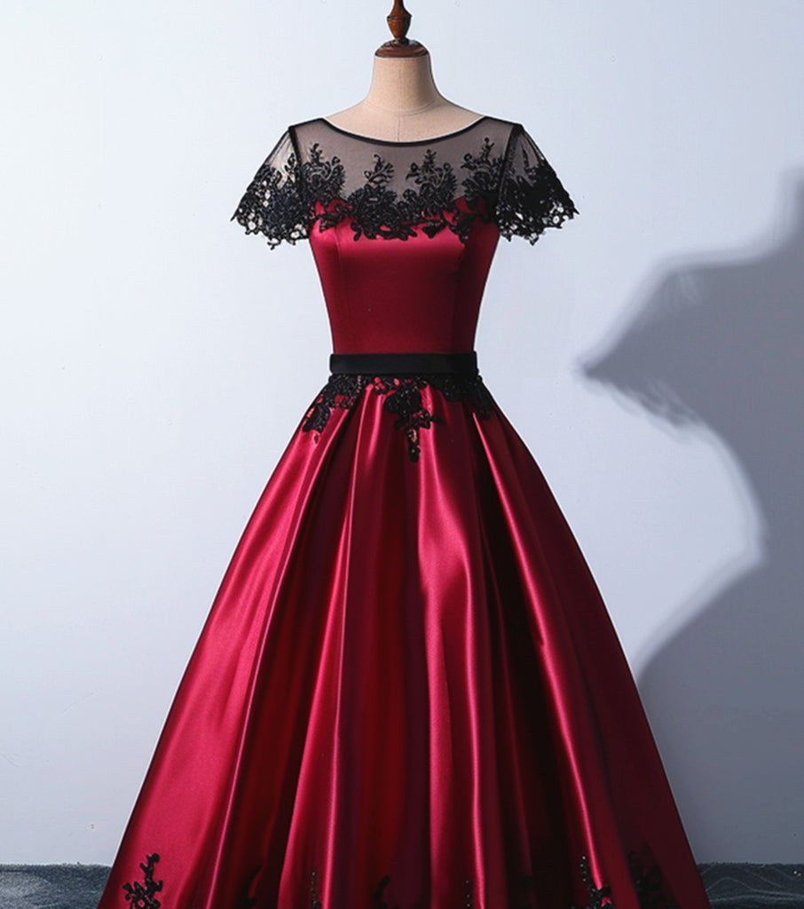 Lovely Wine Red Satin Knee Length Party Dress, Burgundy Homecoming Dress