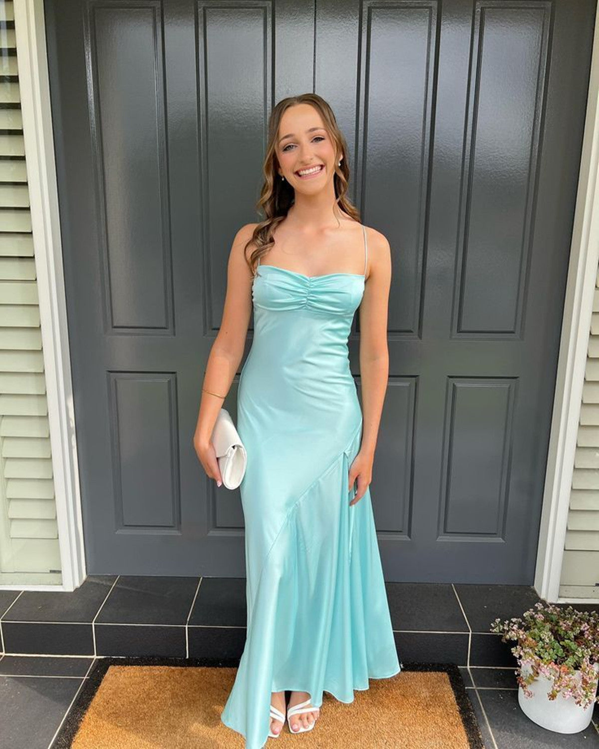 Light Blue Spaghetti Straps Prom Dress with Slit, Light Blue Party Dre – Cutedressy Light Blue Spaghetti Straps Prom Dress with Slit, Light Blue Party Dre – Cutedressy