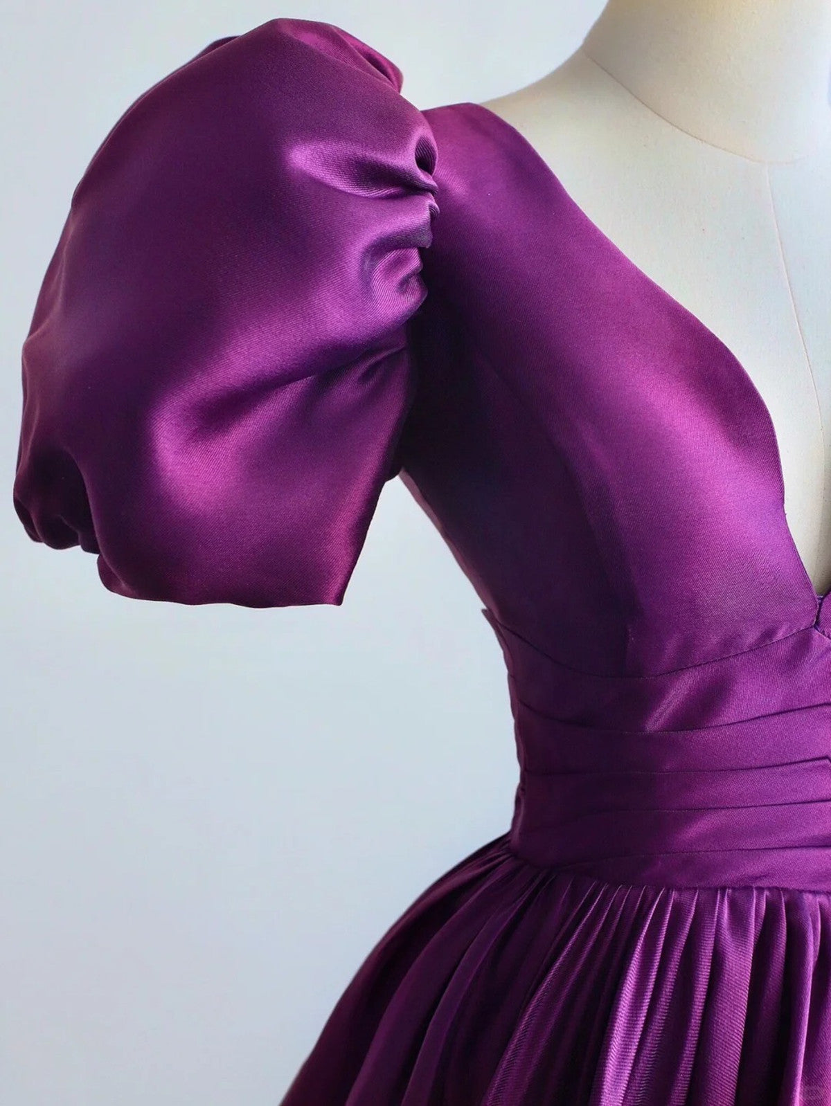 purple satin dress with sleeves Dusty Lilac Wrap Satin Dress With Flutter Sleeves