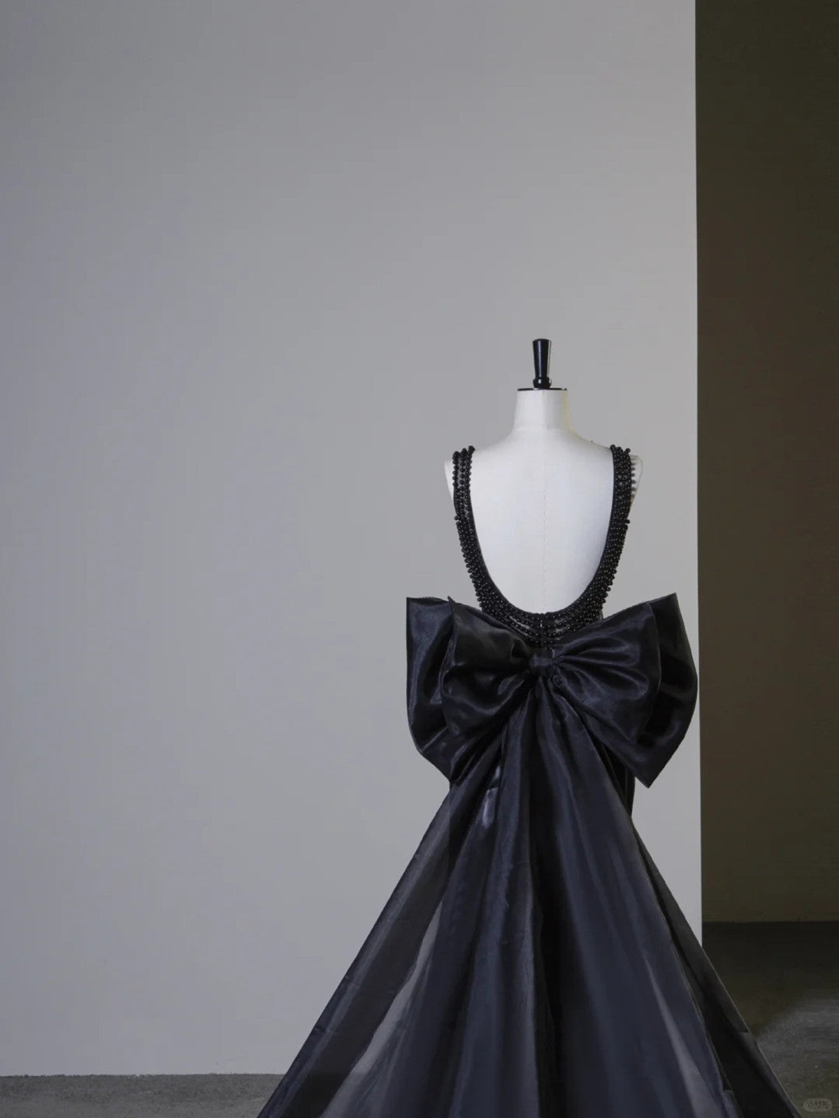 Black Satin Sweetheart Beaded Low Back Party Dress, Black Satin Evening Dress Prom Dress