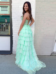 Lovely Mint Green Sweetheart Chiffon Layers Party Dress, Green Chiffon Prom Dress
