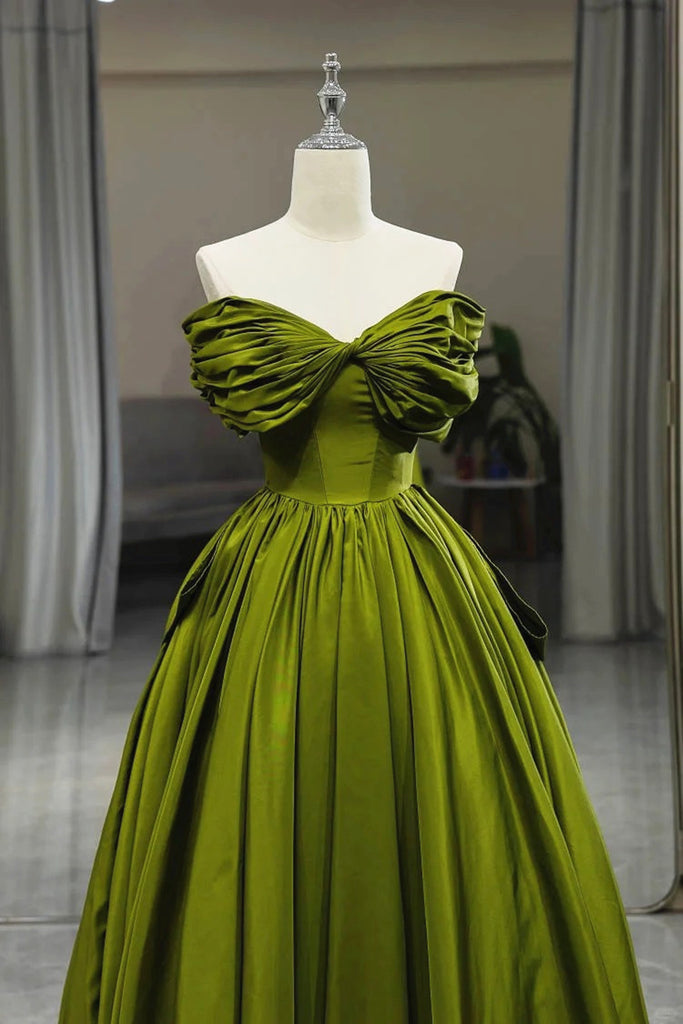 Green Sweetheart Sheer Satin Prom Dress