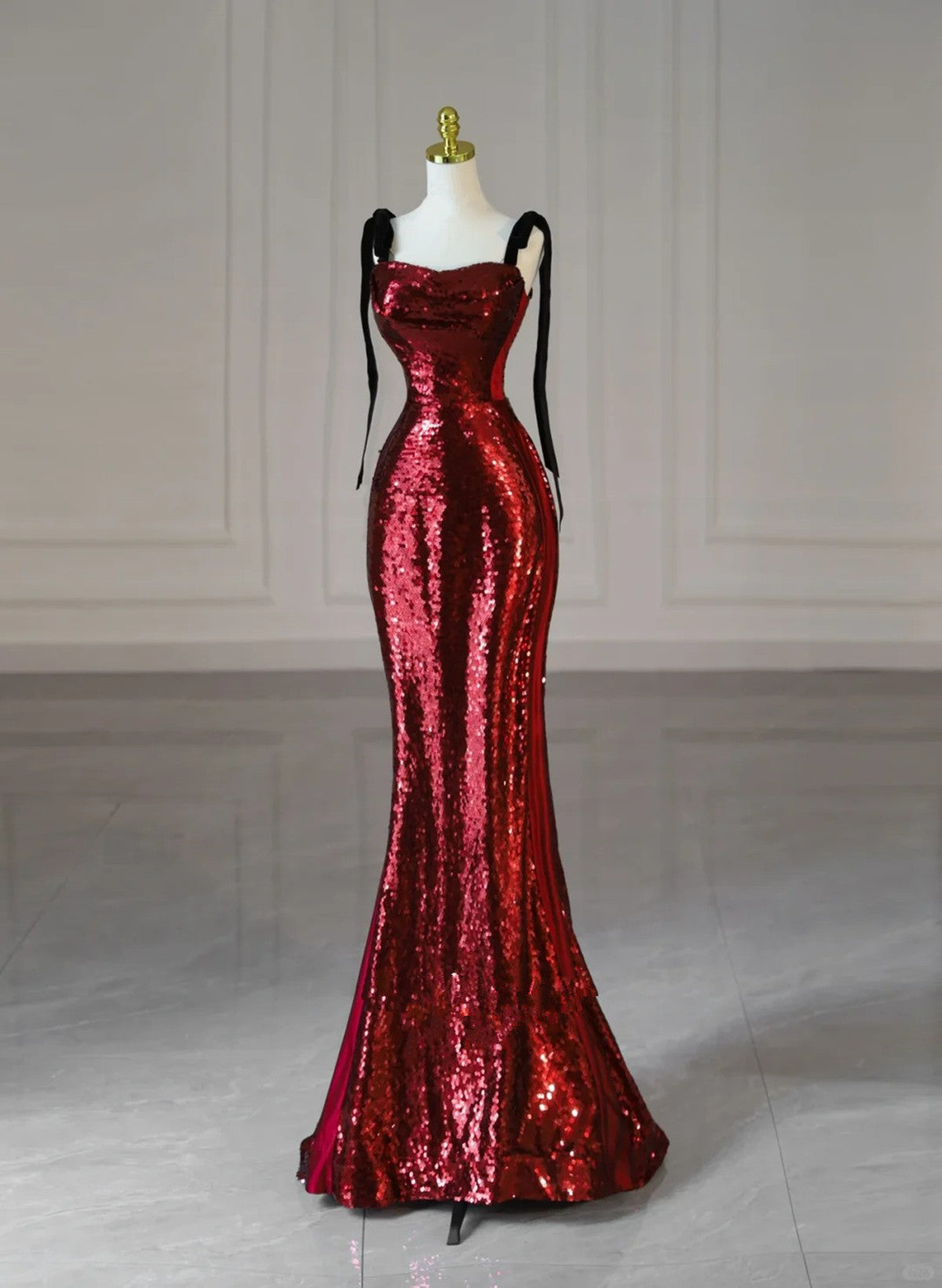 Wine Red Sequins with Black Tulle Straps Long Party Dress, Wine Red Se – Cutedressy Wine Red Sequins with Black Tulle Straps Long Party Dress, Wine Red Se – Cutedressy