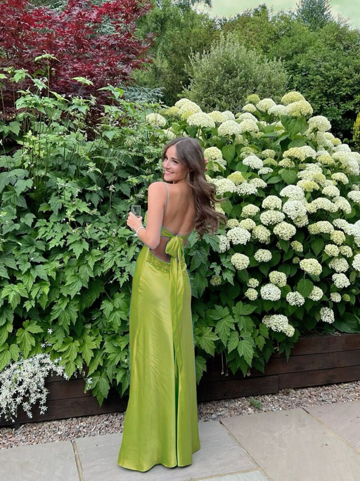 Green Sweetheart Straps A-line Long Party Dress, Chic Green Satin Prom Dress