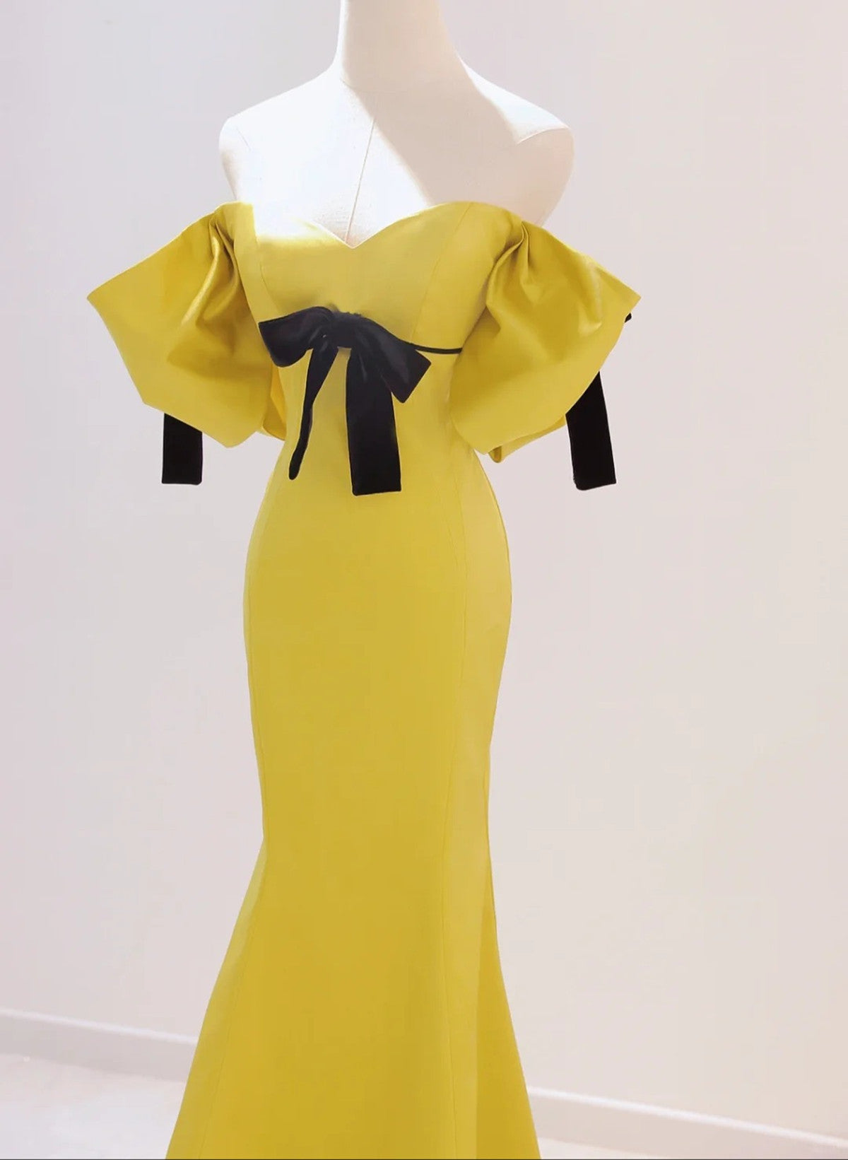 yellow off the shoulder mermaid dress Off-the Shoulder Mermaid Chiffon Bridesmaid Dress in Pastel Yellow, Pastel Yellow / 26