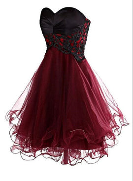 Short Burgundy Prom Dress , Vintage Style Homecoming Dresses, Lovely Party Dress for Teen