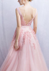 Pink Tulle Gown, Charming Teen Formal Dresses, Lovely Party Dresses