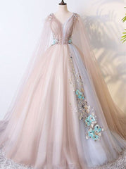 champagne tulle formal dress