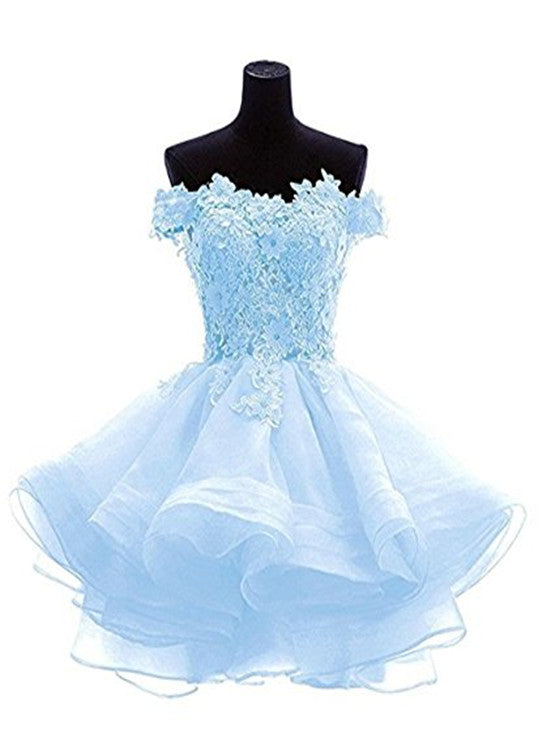 Light Blue Knee Length Homecoming Dress, Cute Short Prom Dress, Party Dress