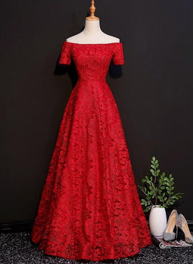 red lace long bridesmaid dress
