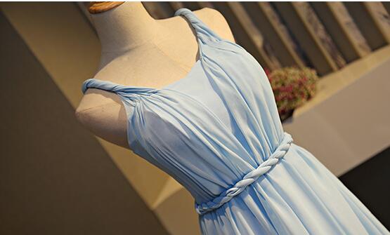 Light Blue Chiffon New Style Floor Length Party Dress, Blue Prom Dress