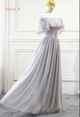 Beautiful Simple Grey Chiffon Long Formal Dress, Grey Party Dress, Grey Bridesmaid Dresses