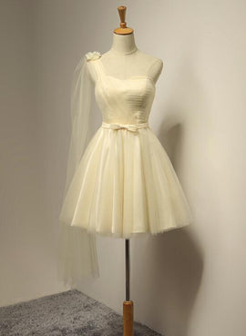 One Shoulder Cute Champagne Homecoming Dresses, Lovely Party Dress, Formal Dress for Homecoming Party