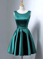 Dark Green Satin Short Homecoming Dresses, Lovely Party Dress, Homecoming Dress