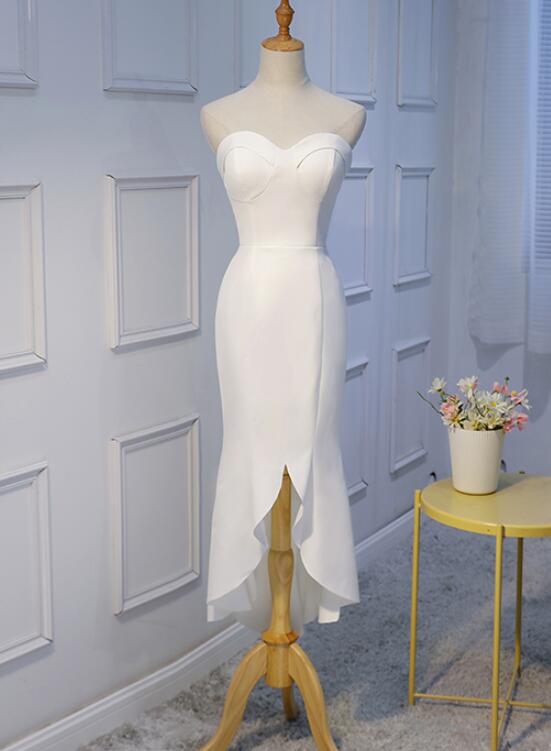 Simple White Sweetheart Evening Dresses, Lovely Formal Dress, White Prom Dress