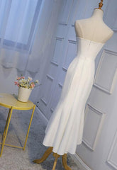 Simple White Sweetheart Evening Dresses, Lovely Formal Dress, White Prom Dress
