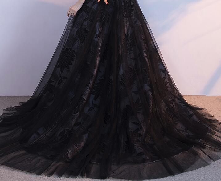 Black Tulle and Lace Ball Gown, Prom Dresses, Black Formal Gowns