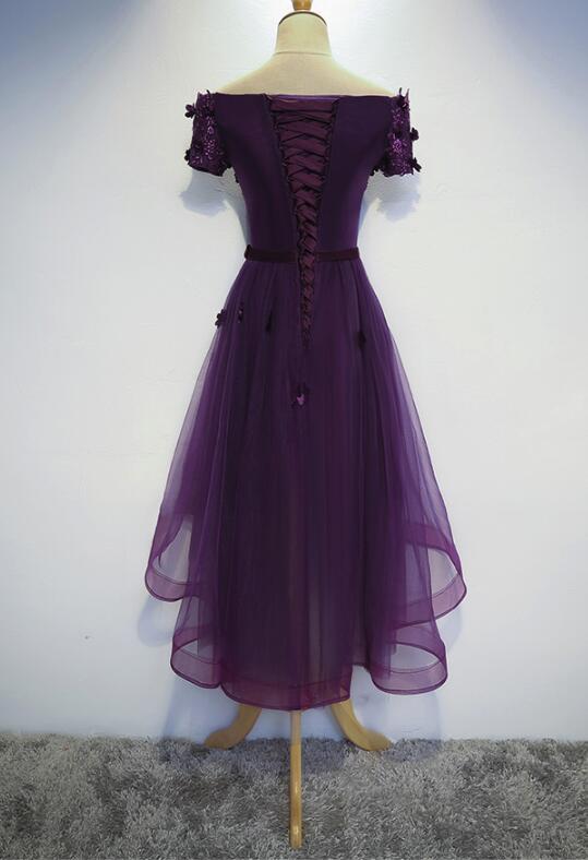 Dark Purple High Low Homecoming Dresses, Cute Formal Dress, Prom Dress