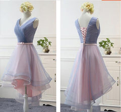 Blue and Pink Stylish High Low Party Dress, Cute Formal Gowns, Pretty Party Dresses