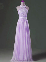 Beautiful Lavender Tulle Long Formal Gown, Lace and Tulle Elegant Party Dress, Prom Dress