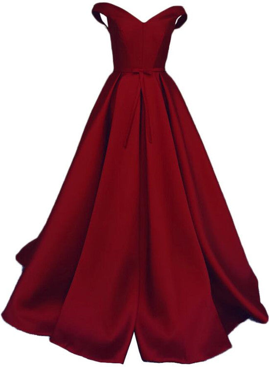 Charming Burgundy Satin Long Prom Gown, Elegant Party Dress, Prom Dress