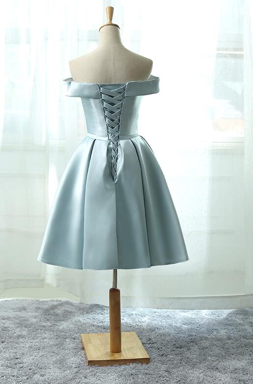 Ice Blue Homecoming Dress, Off Shoulder Satin Party Dress, Cute Formal Cutedressy Ice Blue Homecoming Dress, Off Shoulder Satin Party Dress, Cute Formal Cutedressy