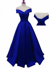 Royal Blue Satin Floor Length Formal Gown, Prom Dress , Blue Party Gown