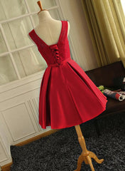 Cute Satin and Lace Short Junior Prom Dress, Lovely Formal Dresses