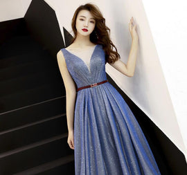 Beautiful Navy Blue Round Neckline Charming Wedding Party Dress, Lovely Formal Dress
