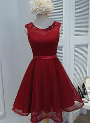 Lovely Round Neckline Tulle Short Cute Party Dress, Tulle Formal Dress
