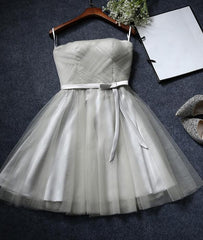 Cute  Tulle Knee Length Party Dress with Bow, Cute Formal Dress